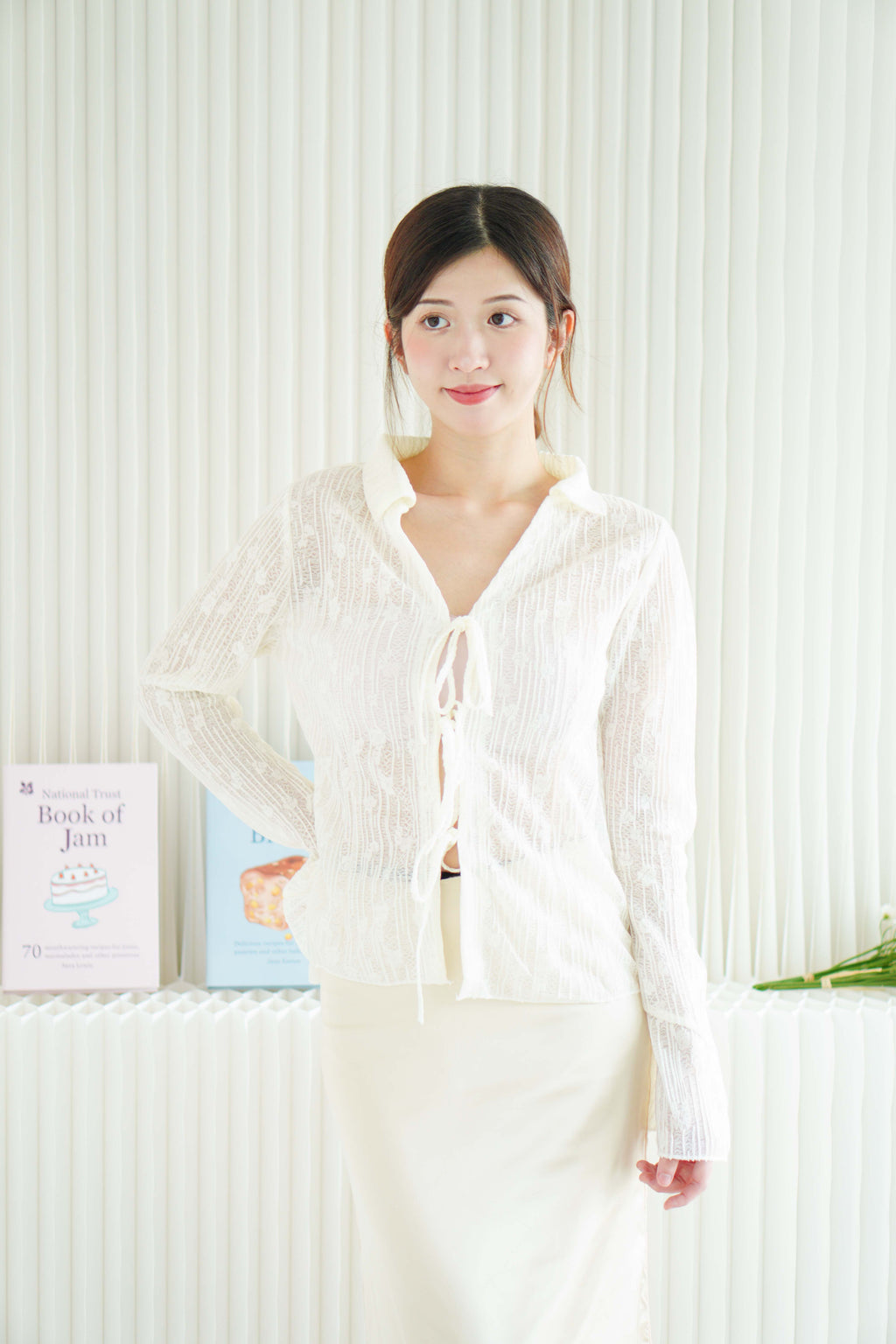 Pearlyn Sheer Lace Top in Cream