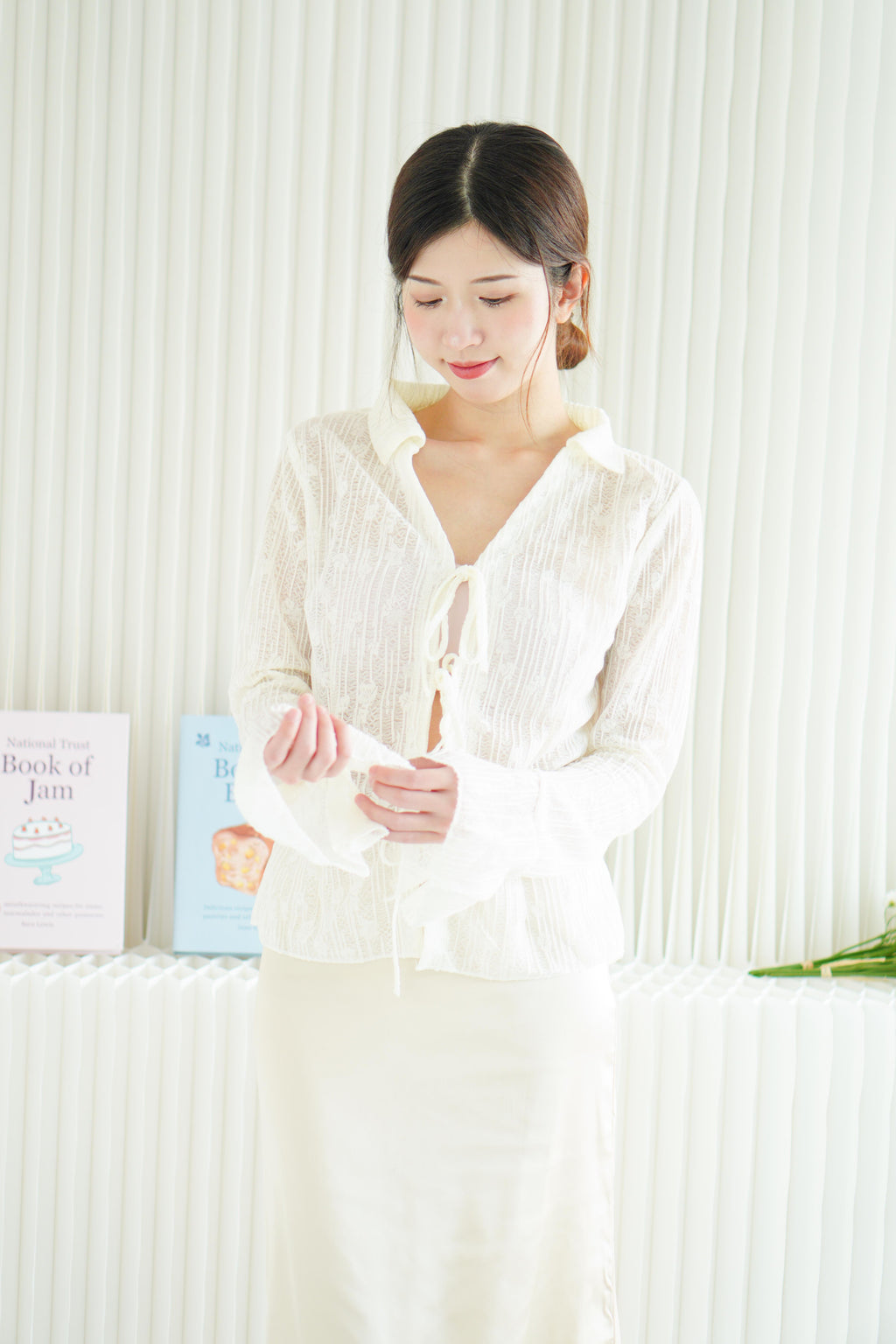 Pearlyn Sheer Lace Top in Cream