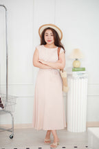 Mayve A-Line Dress with Sleeves in Beige