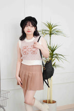 Rowie Monogram Knit Fuzzy Top in Khaki