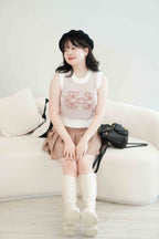 Rowie Monogram Knit Fuzzy Top in Khaki