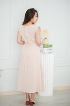 Mayve A-Line Dress with Sleeves in Beige