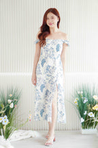 Livina A-line Maxi Floral Dress in Blue