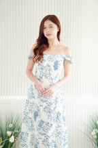 Livina A-line Maxi Floral Dress in Blue