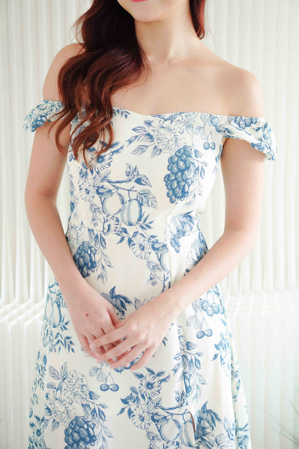 Livina A-line Maxi Floral Dress in Blue