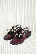 Marie Mary Jane Block Heels in Maroon
