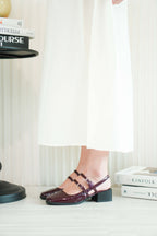Marie Mary Jane Block Heels in Maroon