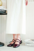 Marie Mary Jane Block Heels in Maroon