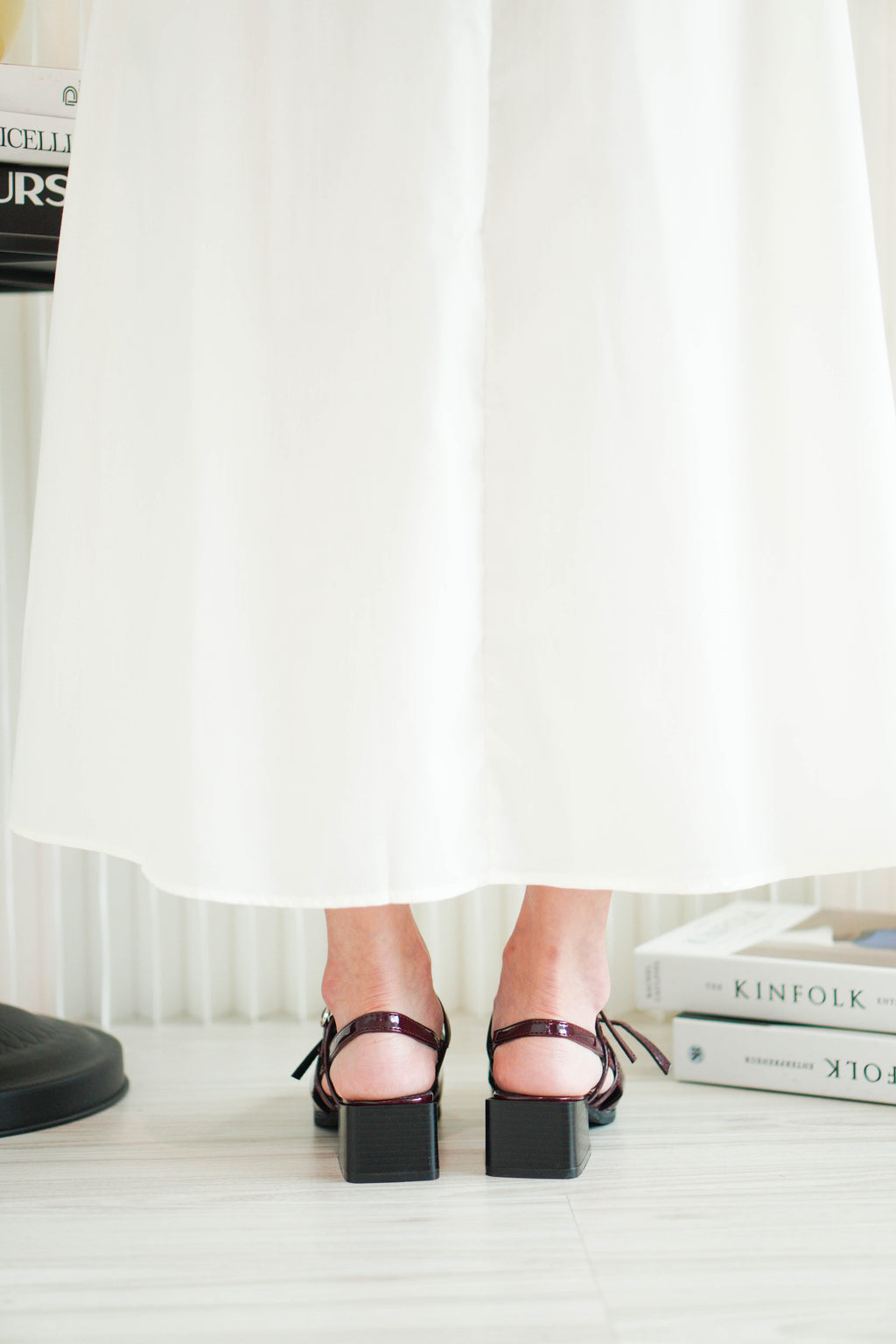 Marie Mary Jane Block Heels in Maroon