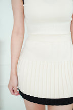 Ruby Jane Knit 2 Piece Skirt Set in Beige with Black Lining