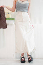 (For XXS Only) Ezra Maxi Ruched Skirt in Beige