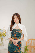Bai Velvet Cheongsam Cover Up in White