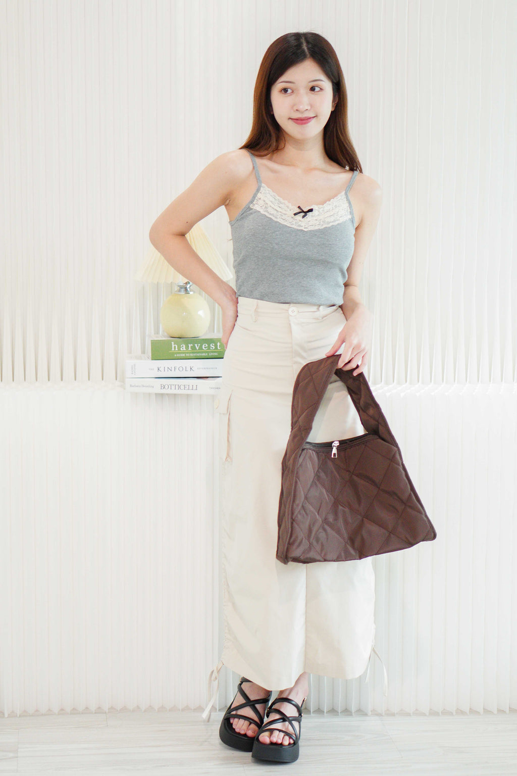 (For XXS Only) Ezra Maxi Ruched Skirt in Beige