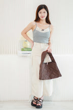 (For XXS Only) Ezra Maxi Ruched Skirt in Beige