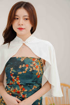 Bai Velvet Cheongsam Cover Up in White