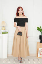 Grace Puffy A-Line Maxi Skirt in Khaki
