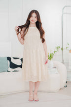 (BACKORDER) Fiorella High Neck Flowy Dress in Beige