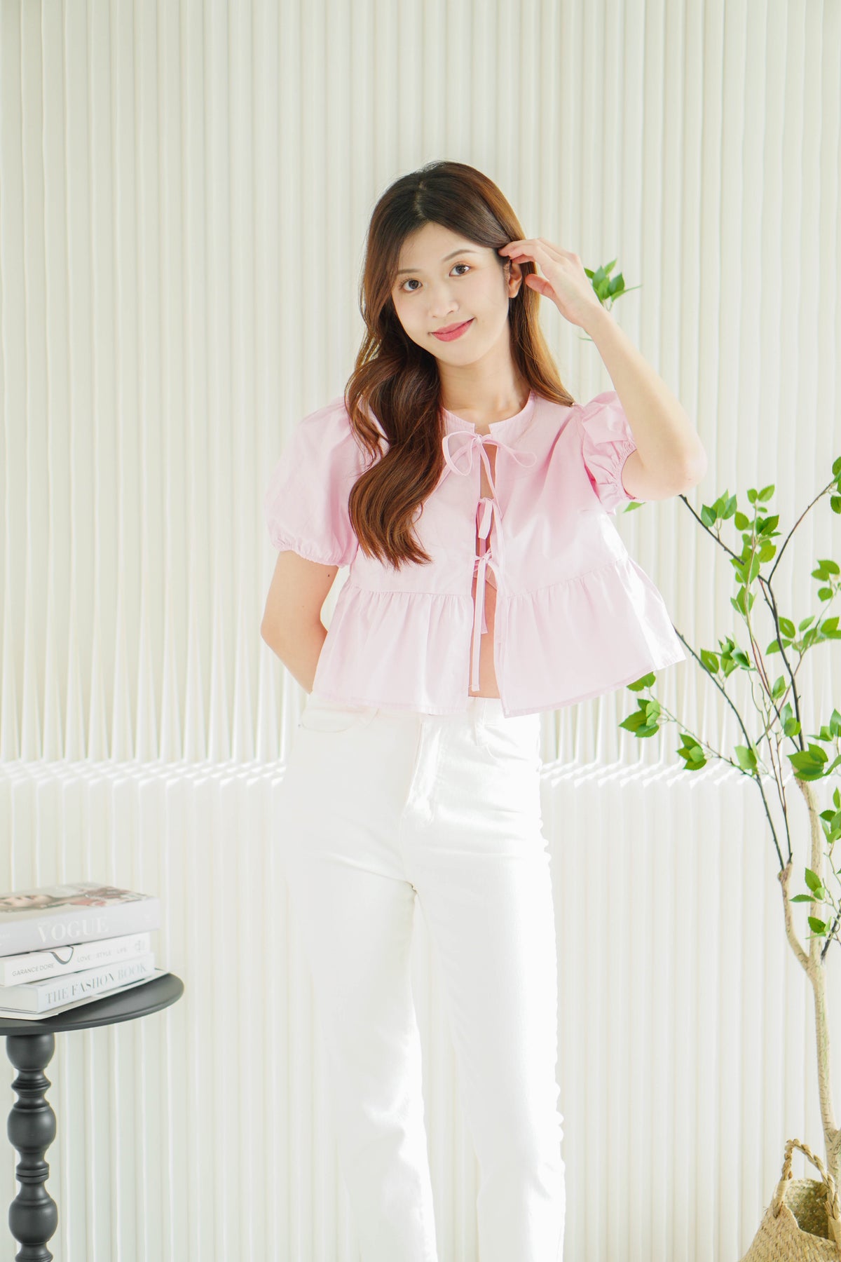 (BACKORDER) Emily Ribbon Babydoll Top in Pink
