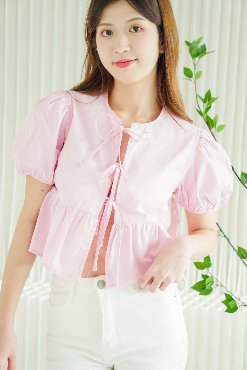 (BACKORDER) Emily Ribbon Babydoll Top in Pink