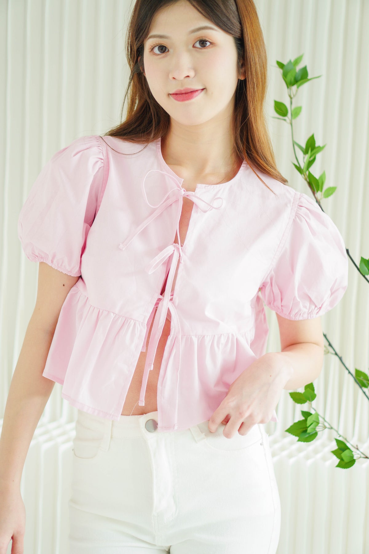 (BACKORDER) Emily Ribbon Babydoll Top in Pink