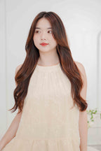 (BACKORDER) Fiorella High Neck Flowy Dress in Beige