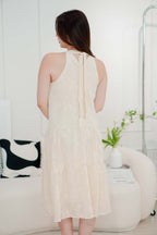 (BACKORDER) Fiorella High Neck Flowy Dress in Beige