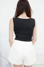 Ralyn Queen Anne Crop Top in Black