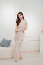 Fen Long Modern Mesh Floral Cheongsam in Pink