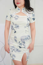 Mo Ying Short Floral Cheongsam in Grey