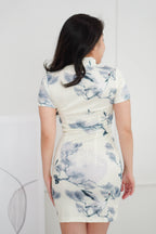 Mo Ying Short Floral Cheongsam in Grey