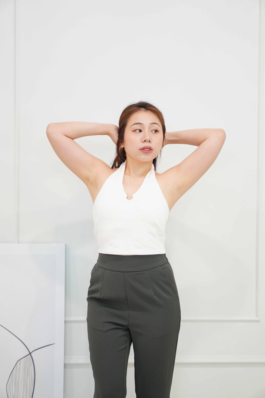 Cillian Padded Halter Crop Top in White