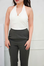 Cillian Padded Halter Crop Top in White
