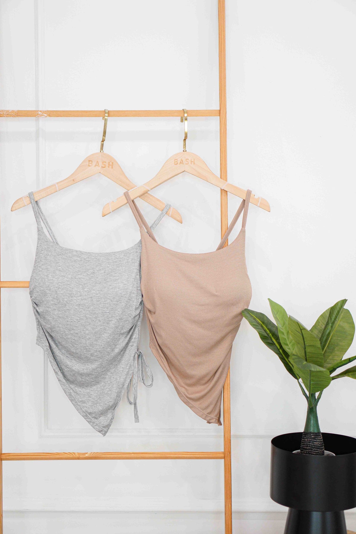 Zima Padded Asymmetrical Ruched Top in Khaki