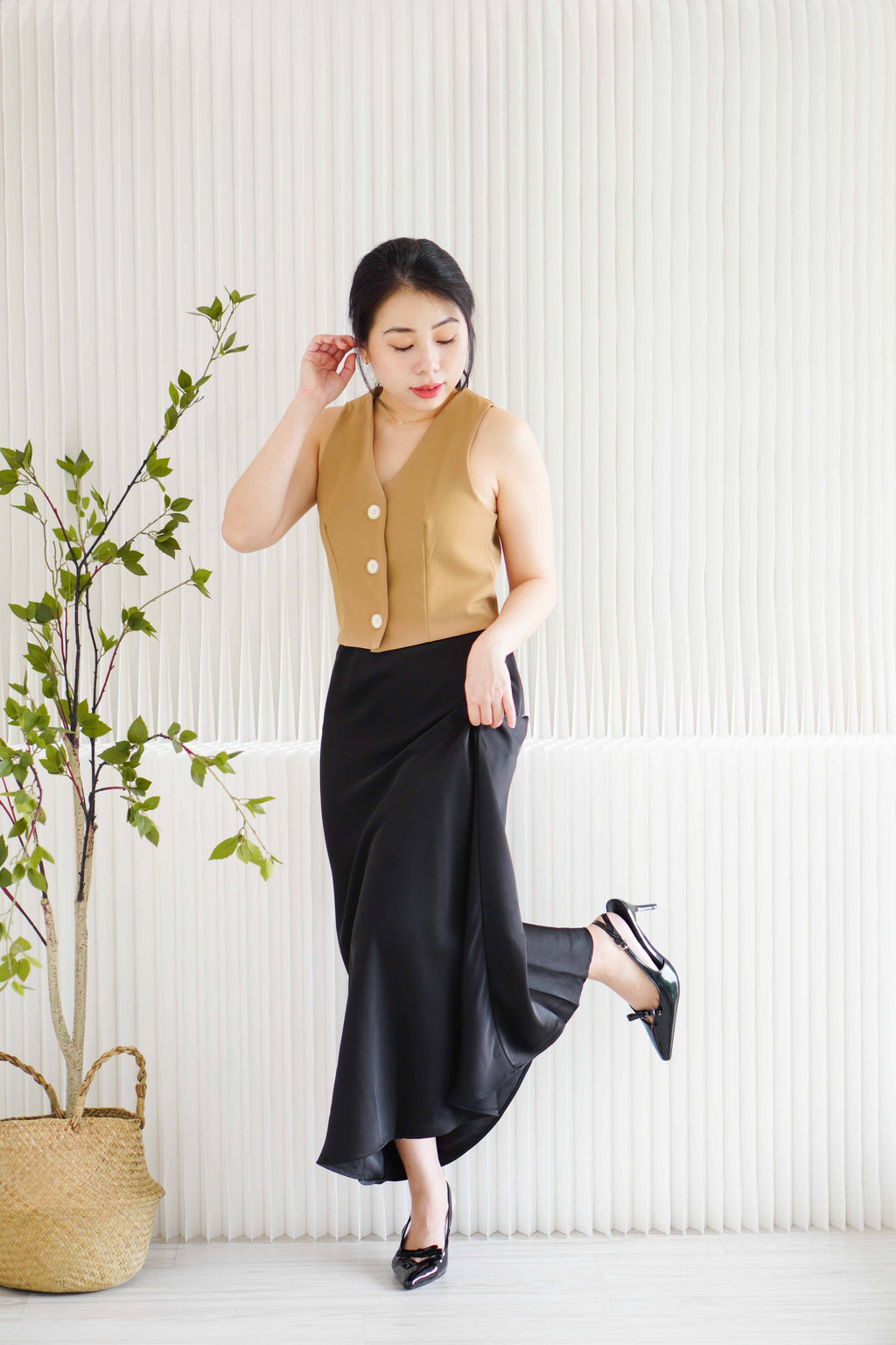The Staple Vest By Bash in Biscoff