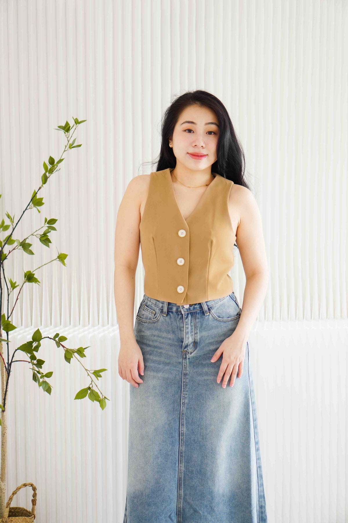 The Staple Vest By Bash in Biscoff