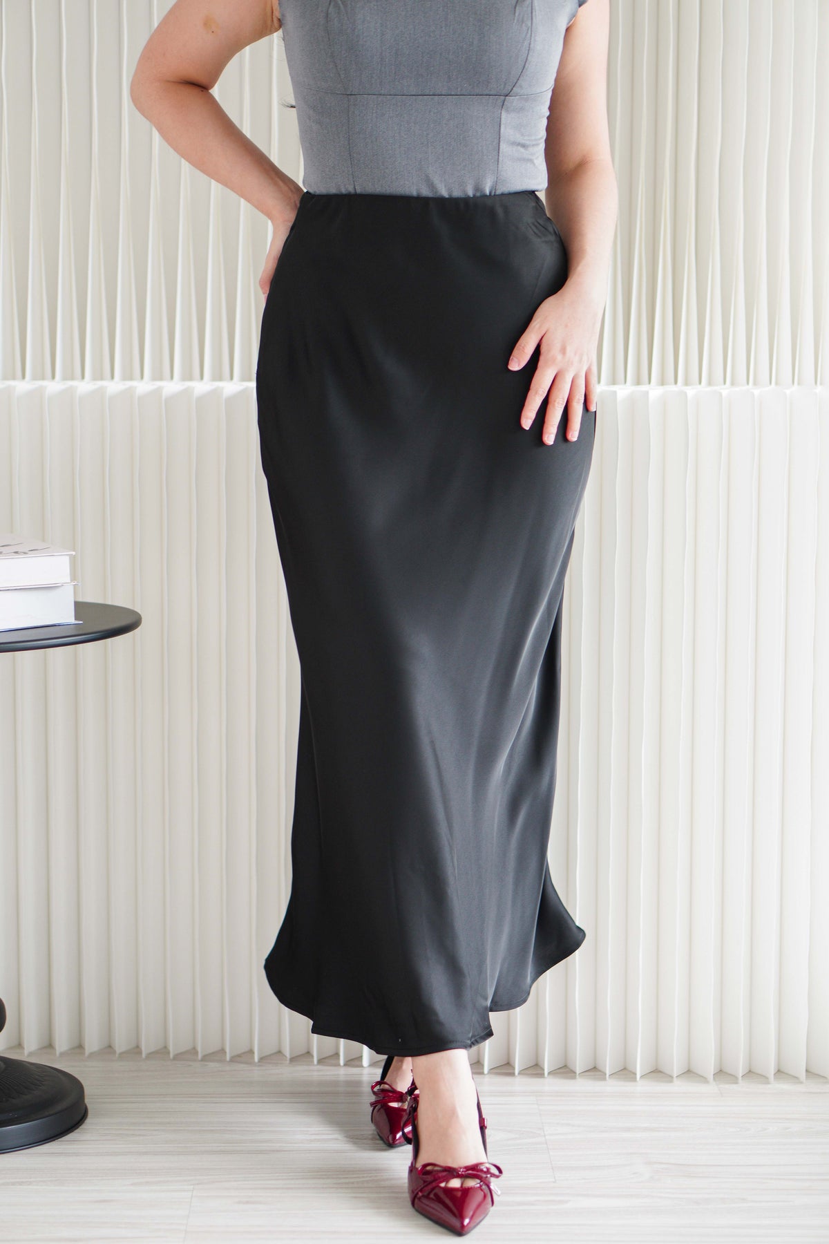 With Faith Satin Skirt in Black
