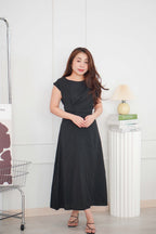 Mayve A-Line Dress with Sleeves in Black