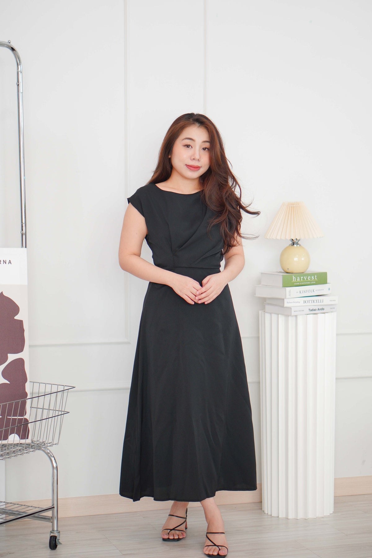 Mayve A-Line Dress with Sleeves in Black