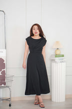 Mayve A-Line Dress with Sleeves in Black