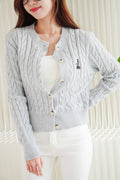 Spadey Cable Knit Cardigan Top in Grey