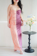 Quartz Ombre Tube Bodycon Mesh Dress in Pink