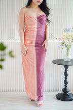 Quartz Ombre Tube Bodycon Mesh Dress in Pink