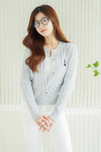 Spadey Cable Knit Cardigan Top in Grey