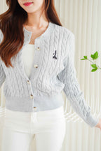 Spadey Cable Knit Cardigan Top in Grey