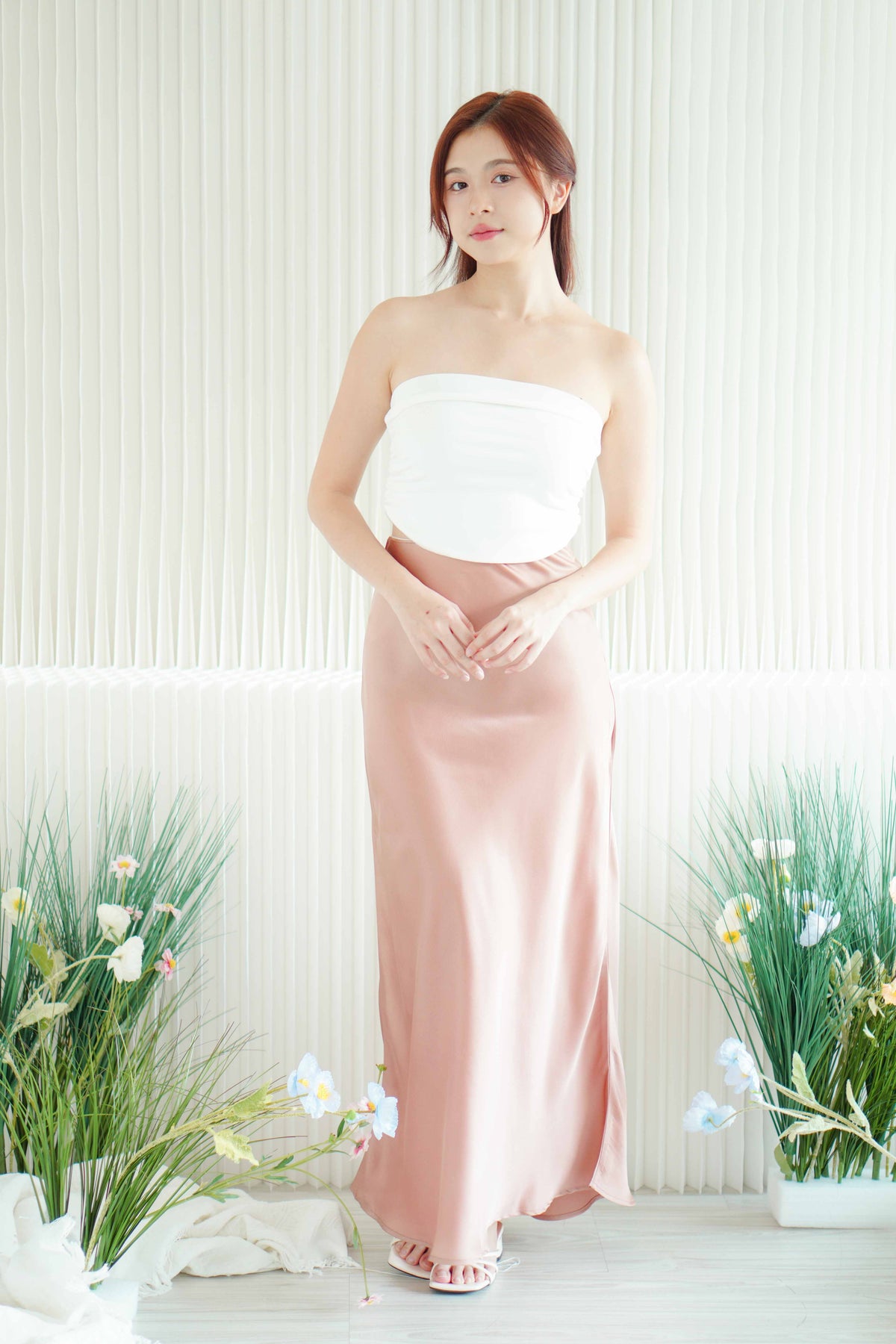 Sweeney Satin Skirt in Rose Pink