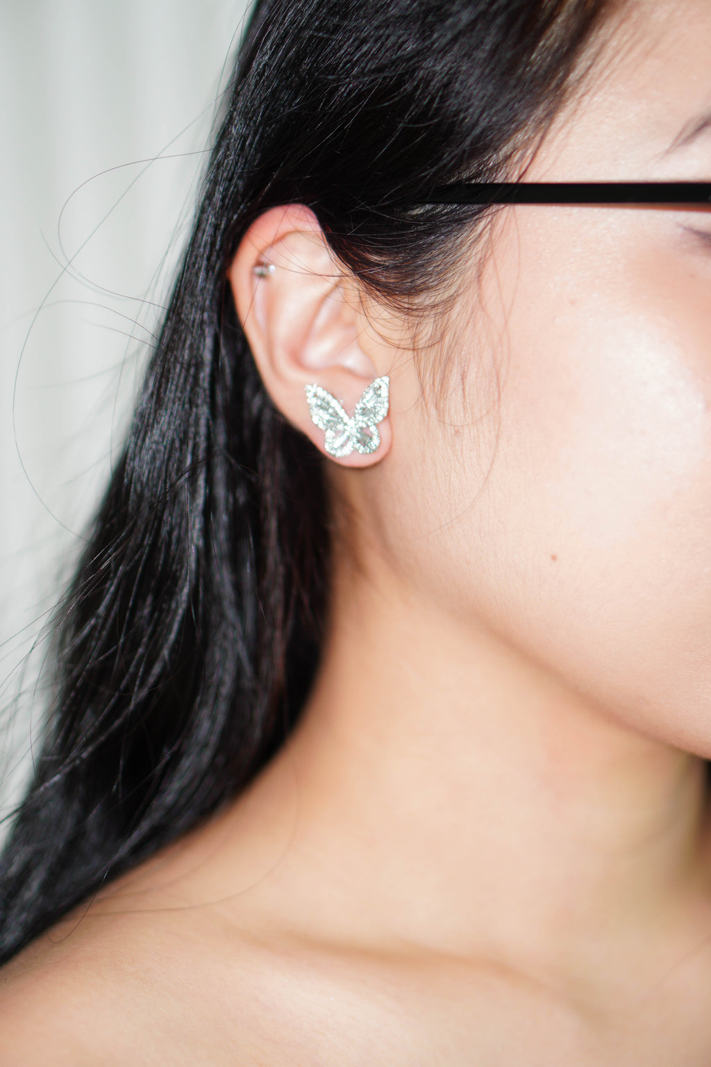 Bling Butterfly Earrings in Silver