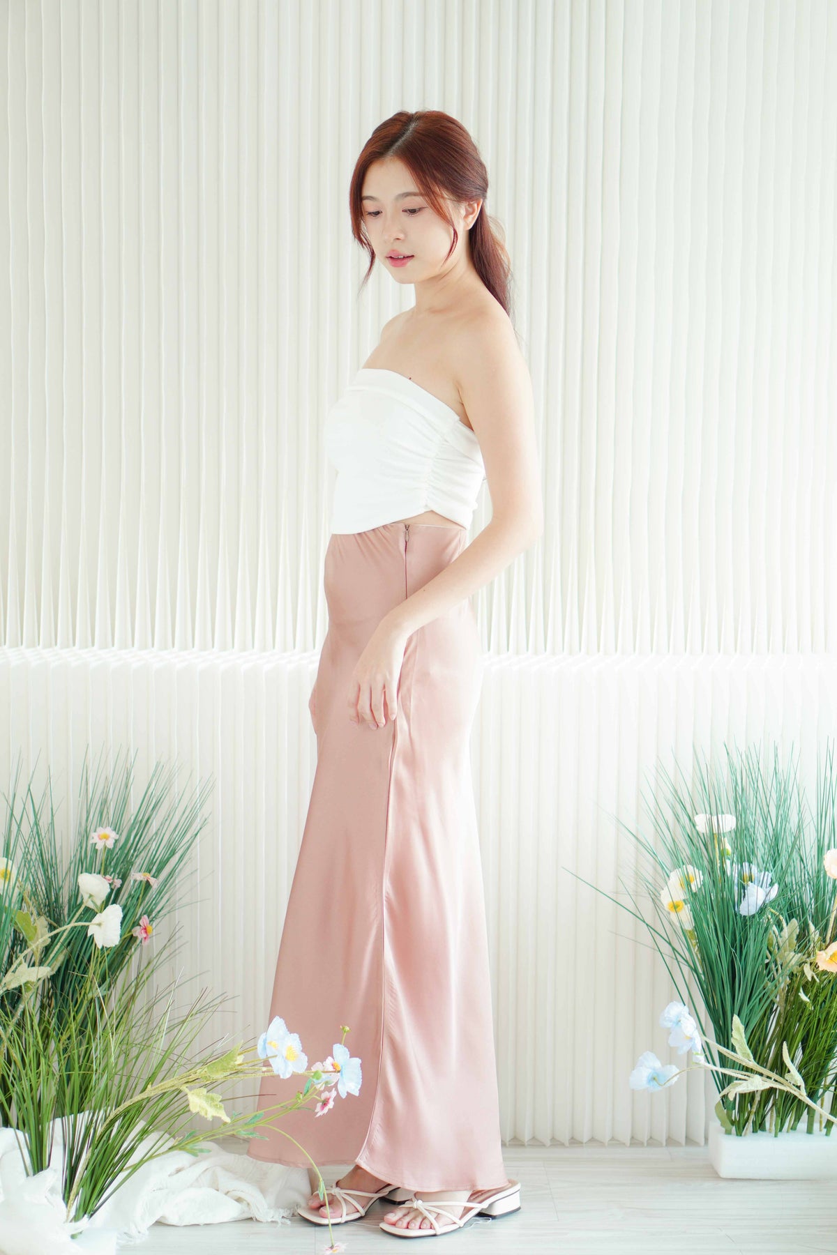 Sweeney Satin Skirt in Rose Pink