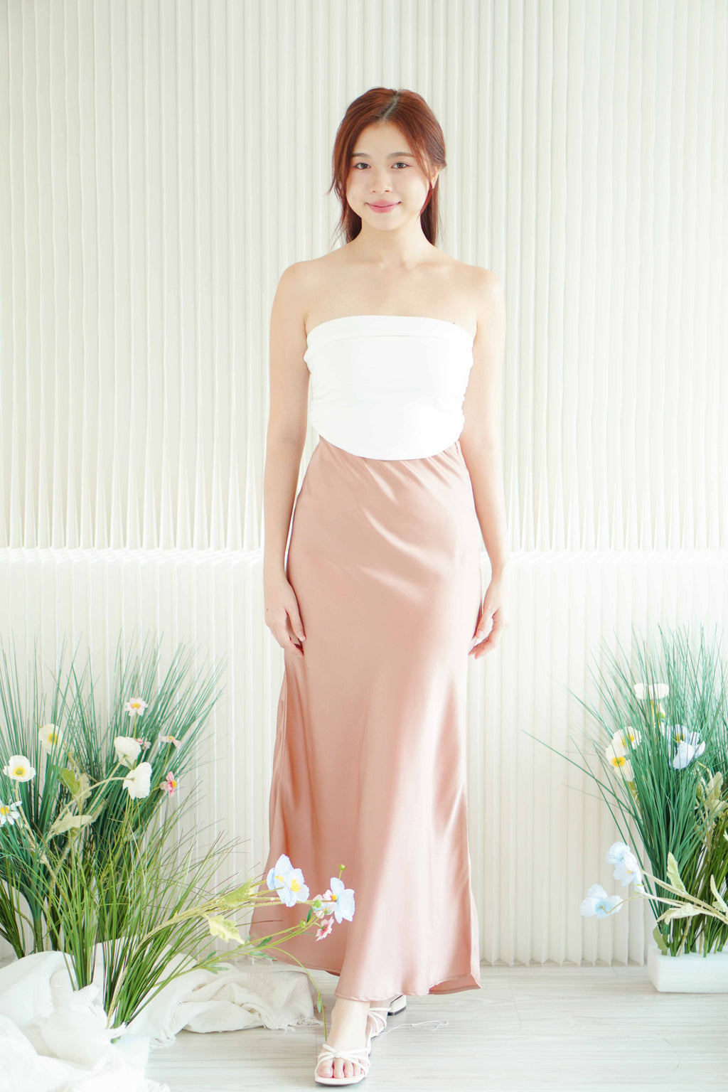 Sweeney Satin Skirt in Rose Pink