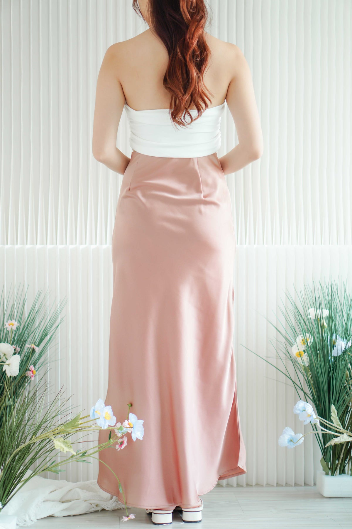 Sweeney Satin Skirt in Rose Pink