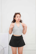 Cillian Padded Halter Crop Top in Grey